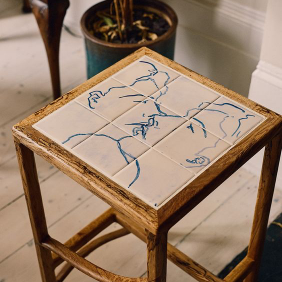  funky line work drawing retro table