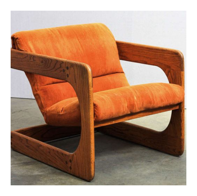 orange retro chair with white border