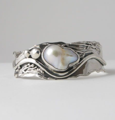 pearl silver ring