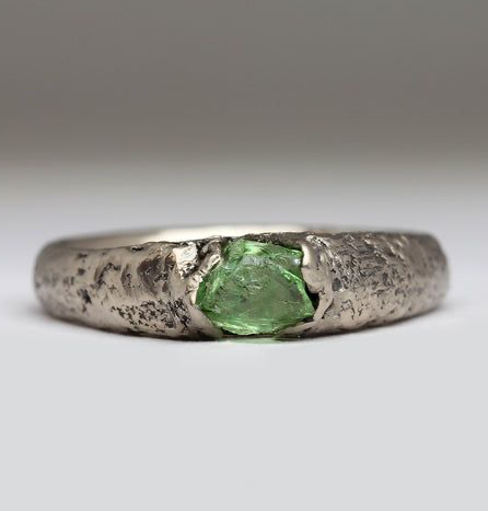 silver ring green stone