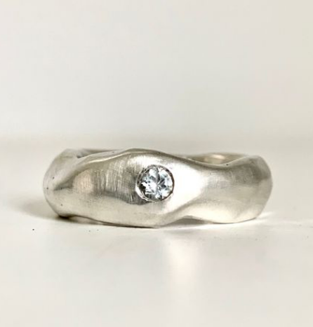 silver ring dimond stud