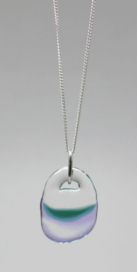 silve necklace with glass bead